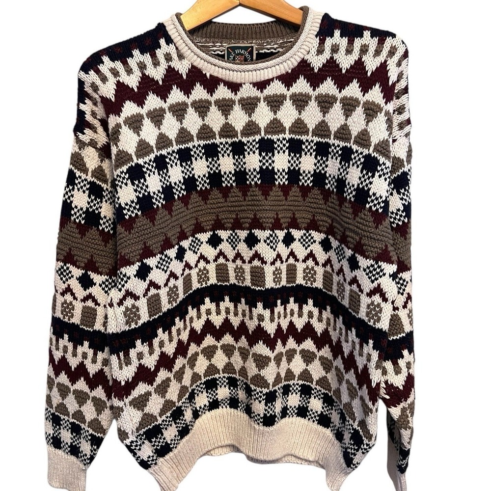 Vtg Lake Harmony Rowing Club Men's Sweater Grandpa Core Cabin Core Y2k Sz L